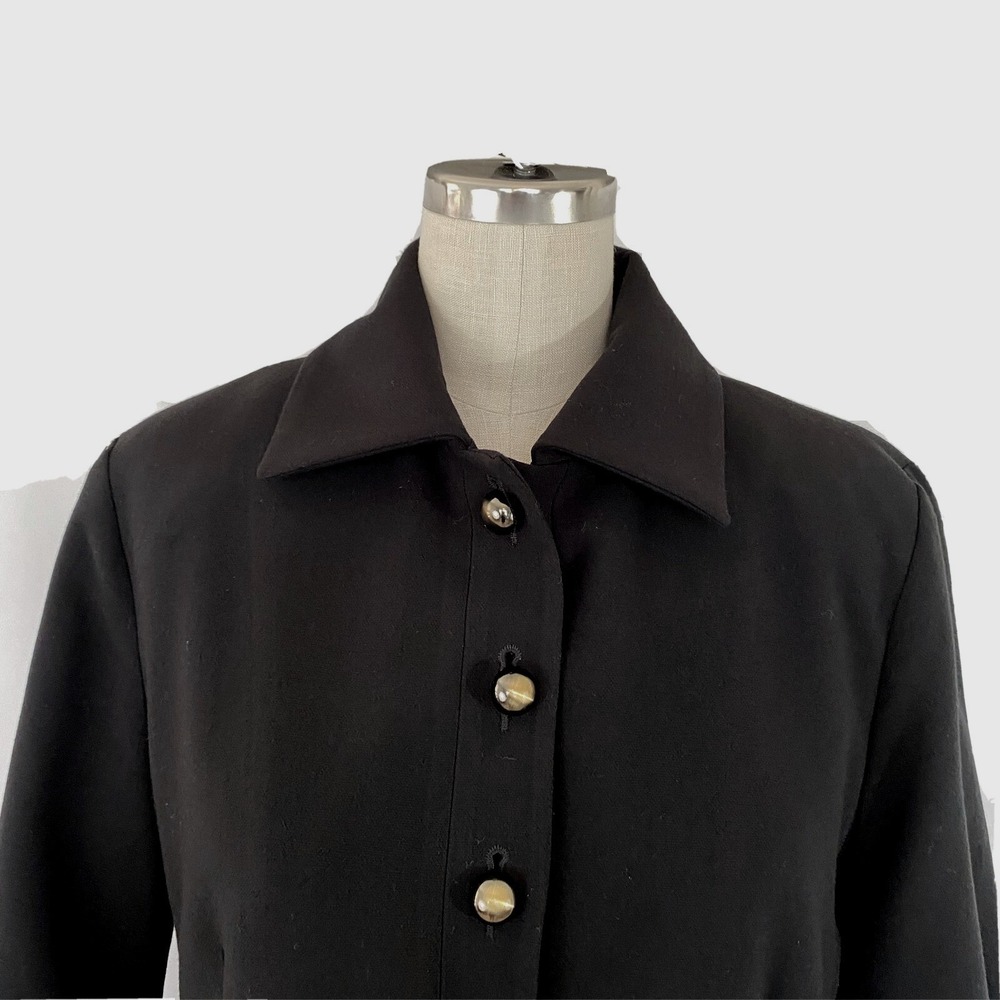 CAbi Abbott Jacket Blazer #3027 Puff Statement Sleeve Button Front Black Sz 4 - Picture 5 of 12